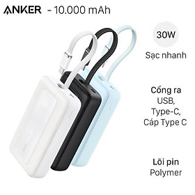 Sạc dự phòng Anker Zolo Power Bank 1USB 1Type-C 30W 10000mAh A1688/20000mAh A1689 - Hàng chính hãng