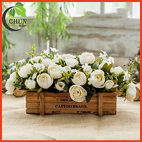 Mua Giỏ hoa lụa gỗ để bàn nhiều mẫu dài 28cm trang trí văn phòng  nhà cửa  góc học tập  làm đạo cụ chụp ảnh