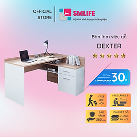 Bàn làm việc, bàn học gỗ hiện đại SMLIFE Dexter | Gỗ MDF dày 17mm chống ẩm | D140xR110xC80cm