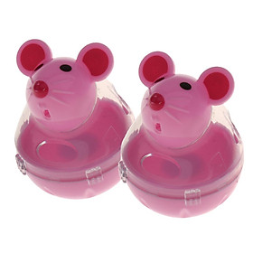 2 Pcs Pet Cat Tumbler Toy Interactive Cat Dog Leakage Food Dispenser Pink