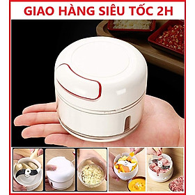 DẬP TỎI DÂY RÚT,Máy xay tỏi ớt cầm tay Mini Food Chopper Tiện dụng