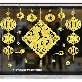 Mua Decal trang trí Tết - Rèm dây Bảng Vuông nhũ kim tuyến