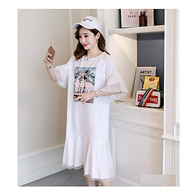 ĐẦM BẦU COTTON DÁNG DÀI ĐUÔI CÁ PHỐI VOAN ĐIỆU ĐÀ DR2530