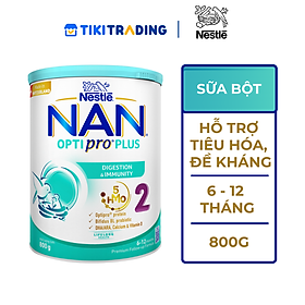 Sữa bột Nestlé NAN OPTIPRO PLUS 2 800g/lon với 5HMO Sản Xuất Tại Thụy Sĩ (6 - 12 tháng)