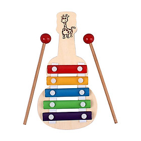 Guitar Shaped Mini Wooden Xylophone Toy Child Educational Musical Instruments Toy with Pair of Wood Beater Small Percussion Music Toy