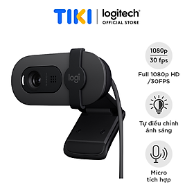 Webcam Logitech Brio 100 Full HD 1080p - Hàng Chính Hãng - Đen