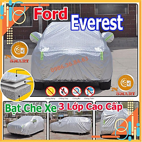 Bạt Che Ô Tô Ford Everest 7 Chỗ tráng Nhôm 3 Lớp Phản Quang Cách Nhiệt Chống Thấm Chống Bụi Hiệu Quả