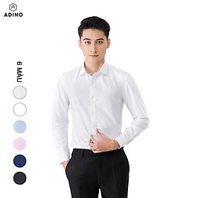 Hình ảnh Áo sơ mi nam tay dài ADINO màu trắng tinh vải sợi sồi modal dáng slimfit trẻ trung S302