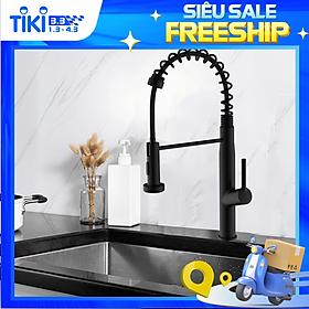 Mua Vòi Rửa Chén Nóng Lạnh Ecalite EF-K541B - Có Dây Rút - Điều Chỉnh Tia Nước - Đồng Thau Sơn Đen - Hàng Chính Hãng
