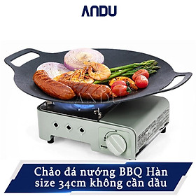 Chảo Đá Nướng Hàn Quốc Chống Dính Không Cần Dầu Ecoramic Size 34cm, Vỉ Nướng BBQ Chống Dính Chống Gỉ An Toàn Sức Khỏe