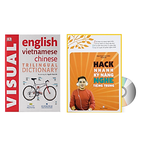 Hình ảnh Combo 2 sách Từ điển hình ảnh Tam Ngữ Trung Anh Việt – Visual English Vietnamese Chinese Trilingual Dictionary +Hack nhanh kỹ năng nghe tiếng Trung+DVD tài liệu