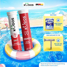 Combo Thực phẩm bảo vệ sức khỏe KUDOS IMMUNITY BOOST EXTRA STRENGTH + KUDOS DAILY VITAMINS PLUS BIOTIN & GINSENG (20 viên/ Tuýp)