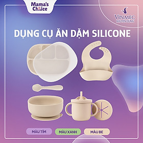 Bộ Ăn Dặm Cho Bé Thương Hiệu Mama's Choice, Combo Ăn Dặm Bát-Khay-Yếm-Thìa-Cốc Silicone Cao Cấp