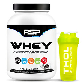 Combo Sữa Tăng Cơ RSP Whey Protein - 51 Liều dùng, Vị Cookies & Cream & Tặng kèm Bình lắc 600ml (Mẫu ngẫu nhiên)