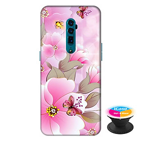 Ốp lưng điện thoại Oppo Reno 10X Zoom hình Hoa Hồng Và Bướm  tặng kèm giá đỡ điện thoại iCase xinh xắn - Hàng chính hãng