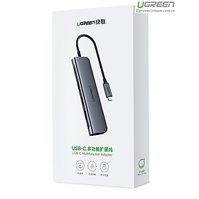Mua Bộ chuyển đổi TYPE C sang 2 USB 3.0 + HDMI + SD TF + nguồn Ugreen 70411-Hàng chính hãng