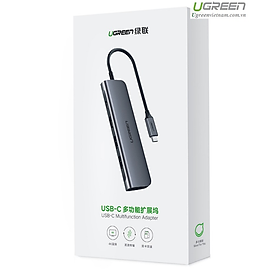 Bộ chuyển đổi TYPE C sang 2 USB 3.0 + HDMI + SD TF + nguồn Ugreen 70411-Hàng chính hãng