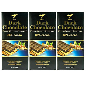 Combo 3 thanh Kẹo Socola đen đắng 85% cacao Figo 100gram