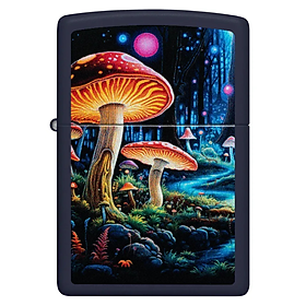 Bật Lửa Zippo Black Light Mushroom Design 46947 - Thiết Kế Rừng Nấm Phát Sáng UV - Hàng Chính Hãng Mỹ