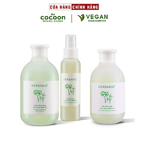 Bộ 3 rau má và diếp cá Herbario chăm sóc da mụn: Nước tẩy trang 300ml + Sữa rửa măt 200ml + Xịt khoáng 100ml