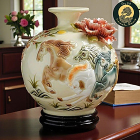 Bình Hút Lộc Bát Mã đắp nổi RỒNG VIỆT - Bình hút lộc Thuận buồm xuôi gió, tài lộc thăng tiến