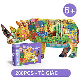 Bộ tranh xếp hình ghép hình puzzle Mideer 280 mảnh ghép 04 chủ đề - Thế giới khủng long - Vỏ sò cá heo - Voi khổng lồ và Tê giác