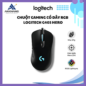 Mua Chuột gaming có dây RGB Logitech G403 Hero màu đen (910-005634) - cảm biến 25k  công thái học  nhẹ 87g  6 nút lập trình - Hàng Chính Hãng