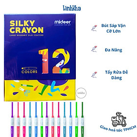 Bút Sáp Vặn Cỡ Lớn Cho Bé Tập Vẽ Hộp 12 Màu - Mideer Silky Crayon 12 colours