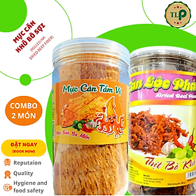 MỰC CÁN TẨM VỊ HŨ 200G VÀ KHÔ BÒ SỢI HŨ 300G TÂN LỘC PHÁT