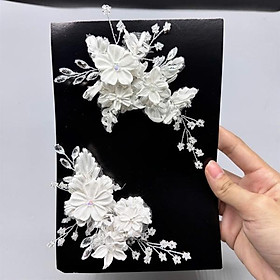 Cài tóc cô dâu hoa đất sét mẫu hoa nhí dễ thương kết hạt cườm