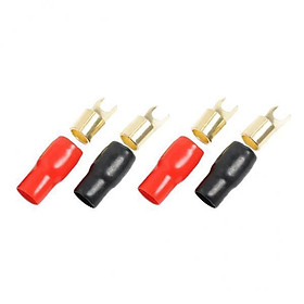 4x2 Pairs 4 AWG Car Audio Power Ground Wire Fork Terminal Connector Brass