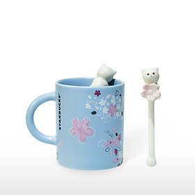Cốc starbucks 12oz ceramic purple w/sitirring sakura wm