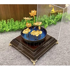 Chậu hoa sen dát vàng (22x22x17) MT Gold Art- Hàng chính hãng, trang trí nhà cửa, phòng làm việc, quà tặng sếp, đối tác, khách hàng, tân gia, khai trương 