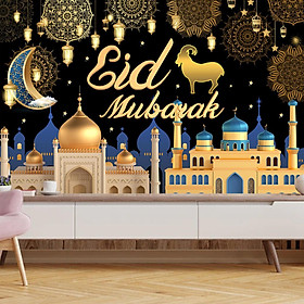 Eid Mubarak Party Backdrop Banner Ramadan Backdrop Cloth for Indoor Outdoor