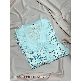 [HÌNH THẬT] Đồ ngủ nữ mặc nhà pijama phối bèo lụa latin cao cấp