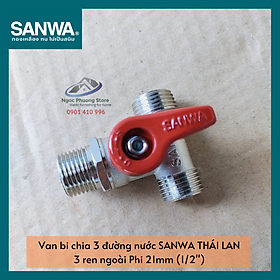 Mua Van khóa nước bằng đồng chia 3 đường nước  3 đầu ren ngoài SANWA THÁI LAN Phi 21mm (1/2 ) BV15MMM