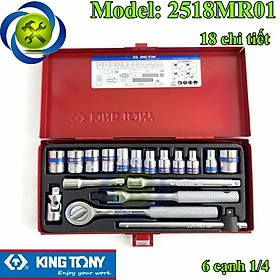 Mua Bộ tuýp 1/4 Kingtony 2518MR01 18 chi tiết loại tuýp 6 cạnh