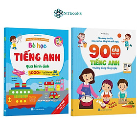 Combo 2 cuốn Cùng Con Học Mỗi Ngày: 900 Câu Giao Tiếp, Bé Học Tiếng Anh Qua Hình Ảnh