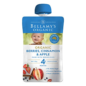Trái cây xay nhuyễn Bellamy's Organic Quả Mọng, Quế, Táo 120g