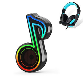 Mua Loa Bluetooth Di Động Nốt Nhạc FT Có Led RGB Nổi Bật Thiết Kế Nhỏ Gọn Hiện Đại Hỗ Trợ Cổng kết nối Thẻ TF  AUX + Tai nghe chụp tai cao cấp ( màu ngẫu nhiên )