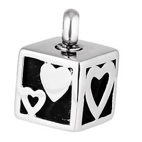 Love Heart Pattern Cube Cremation  Holder Urn Memorial Keepsake Pendant