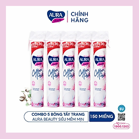 Combo 5 gói bông tẩy trang Aura Beauty Cotton Pads150 miếng (5x150)