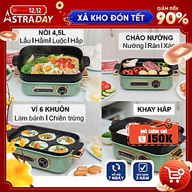 Mua  Hàng Chính Hãng   Bảo hành 2 năm  Nồi Lẩu Điện Đa Năng SEKA 4 Trong 1 - Nồi nướng  nhúng lẩu  hấp thức ăn - Công Suất L