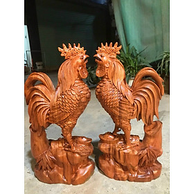 Mua Tượng con gà trống  trang trí phong thủy hút tài lộc bằng gỗ hương đá kt cao 50×24×14cm