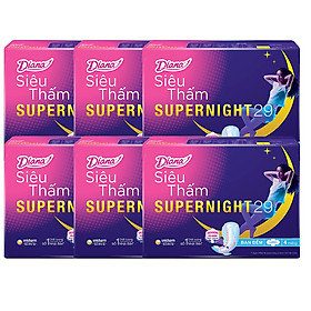 Combo 6 Băng Vệ Sinh Diana Super Night Có Cánh 29cm (Gói 4 Miếng)