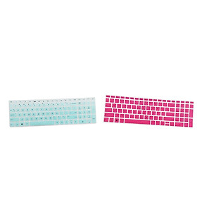 2x Soft Laptop Keyboard Skin Protector Cover for 15.6 Inch BF Green +Pink