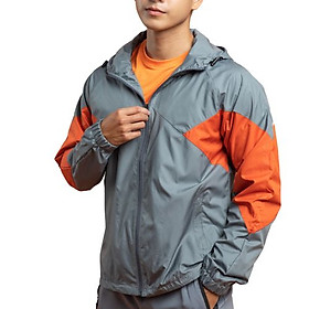 Áo khoác nam dù 2 lớp phối tay Simple & Basic, màu xám cam