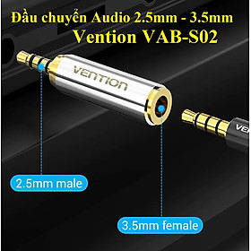 2.5mm ra 3.5mm  Đầu chuyển Audio 2.5 male ra 3.5 female Vention VAB-S02 _