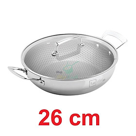 Chảo tổ ong sâu lòng 2 quai Blackcube FiveStar Plush 3 lớp đáy liền inox 304 , tặng 1 sạn inox
