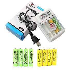 Sạc Pin Và Pin Sạc AA và AAA (Gồm 01 Sạc Pin + 04 Pin AA + 04 Pin AAA)